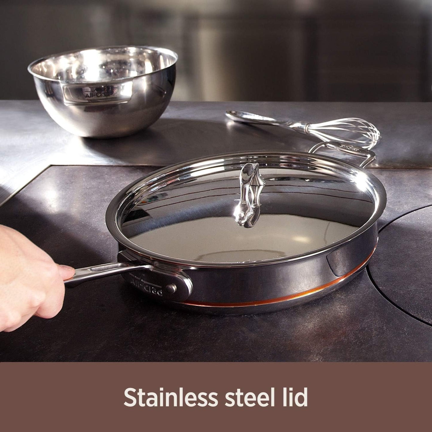 All-Clad Copper Core 5-Ply Stainless Steel Stockpot 8 Quart Induction Oven Broiler Safe 600F Pots and Pans, Cookware Silver