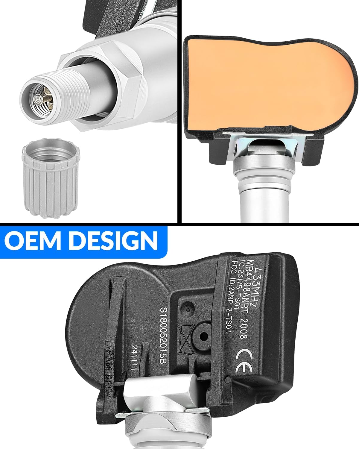 Pre-Programed Tire Pressure Sensor for:-Kia Optima Cadenza Forte Soul for:-Hyundai Accent Elantra Sonata for:-Genesis Coupe 2010-2016 315MHz TPMS Sensor 529332M000 (4 Pcs)