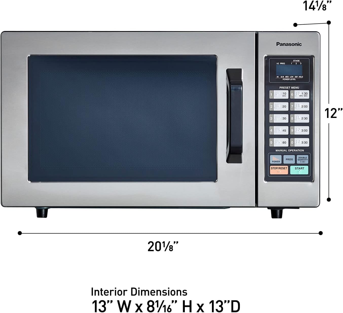 Panasonic NE-1054F Compact Light-Duty Countertop Commercial Microwave Oven with 10 Programmable Memory and Touch Screen Control, Countertop Microwave Oven, 1000W, 0.8 Cu. Ft, Stainless Steel
