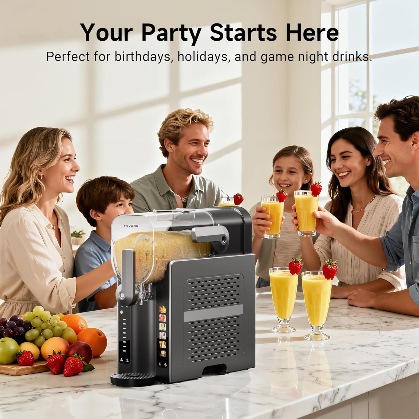 Slushie Machine for Home, 88 oz Slushy Machine, No Ice Needed Frozen Drink Maker with 6 Presets, Quiet, Auto-Clean, LED Display, Black, Perfect for Margaritas, Frappés, Milkshakes and More