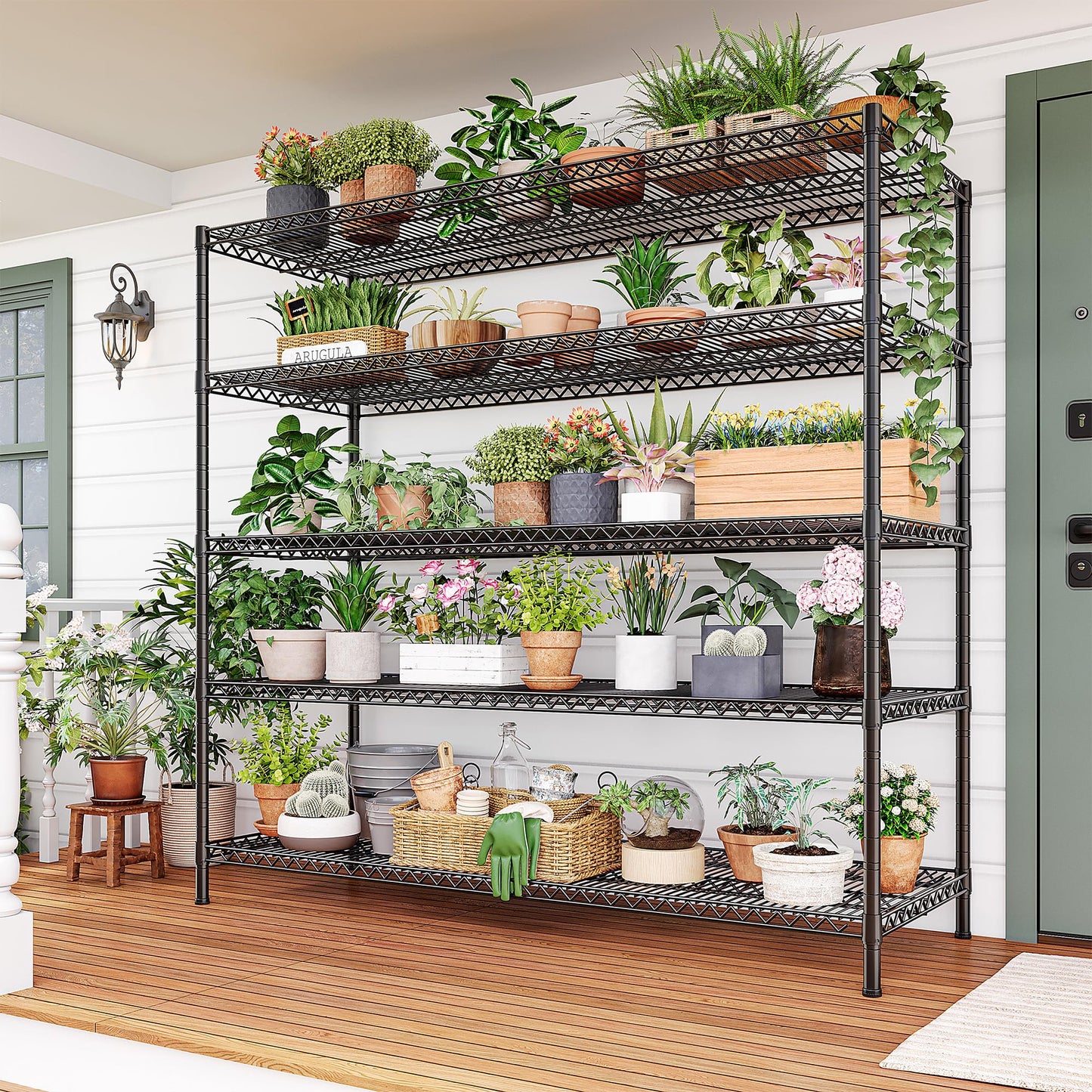REIBII 55.5" W Heavy Duty Metal Shelving Unit - 5 Tier Storage