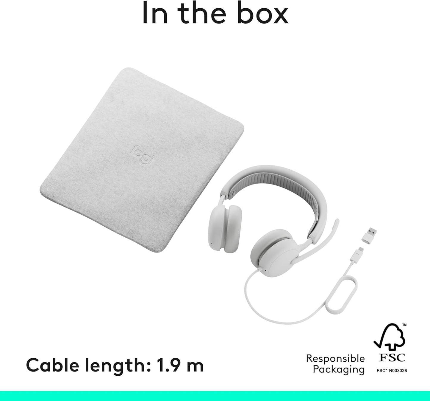 Logitech Zone Wired 2 - Noise-Canceling Headset with Adaptive Hybrid ANC, USB-C with USB-A Adapter - Off-White