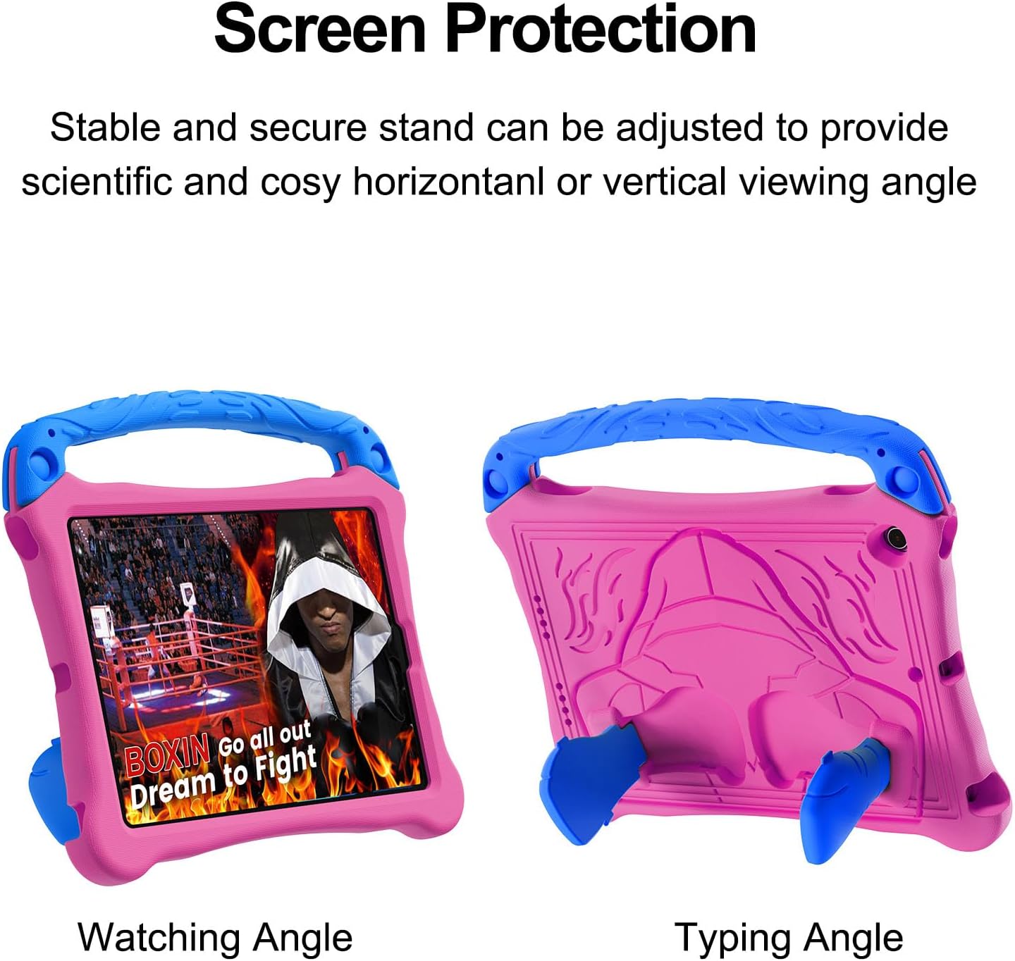 Dteck for iPad Air 3rd Generation and iPad Pro Case 10.5" 2019/2017 Release, Cute Boxing Shockproof Hard Case with Handle/Kickstand/Shoulder Strap, Protective Lightweight Kids-Friendly Cover, Rose