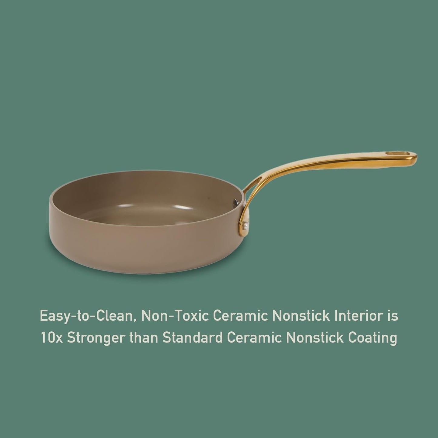 Bloomhouse - Two Time Oprah's Favorite Things Winner - 15 Piece Pots and Pans Heavy Duty Aluminum Premium PFA Free Ceramic Nonstick Dutch Oven Pot with Lid - Cappuccino Cream with Gold Handle