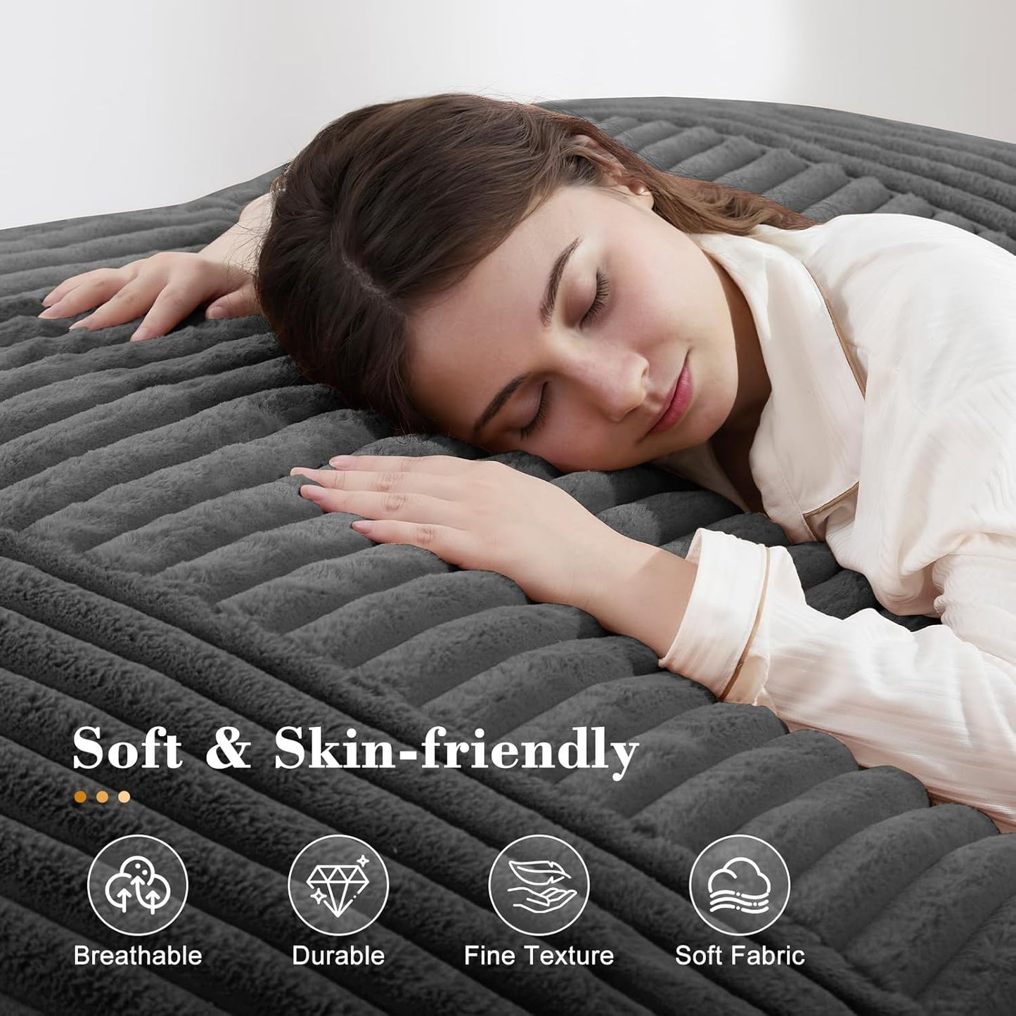 3-in-1 Giant Bean Bag Chair for Adults & Kids, Convertible Floor Sofa to Mattress, Memory Foam Beanbag Chair with Washable Cover, Multi Functional Lounge Couch for Bedroom, Living Room (Dark Grey)