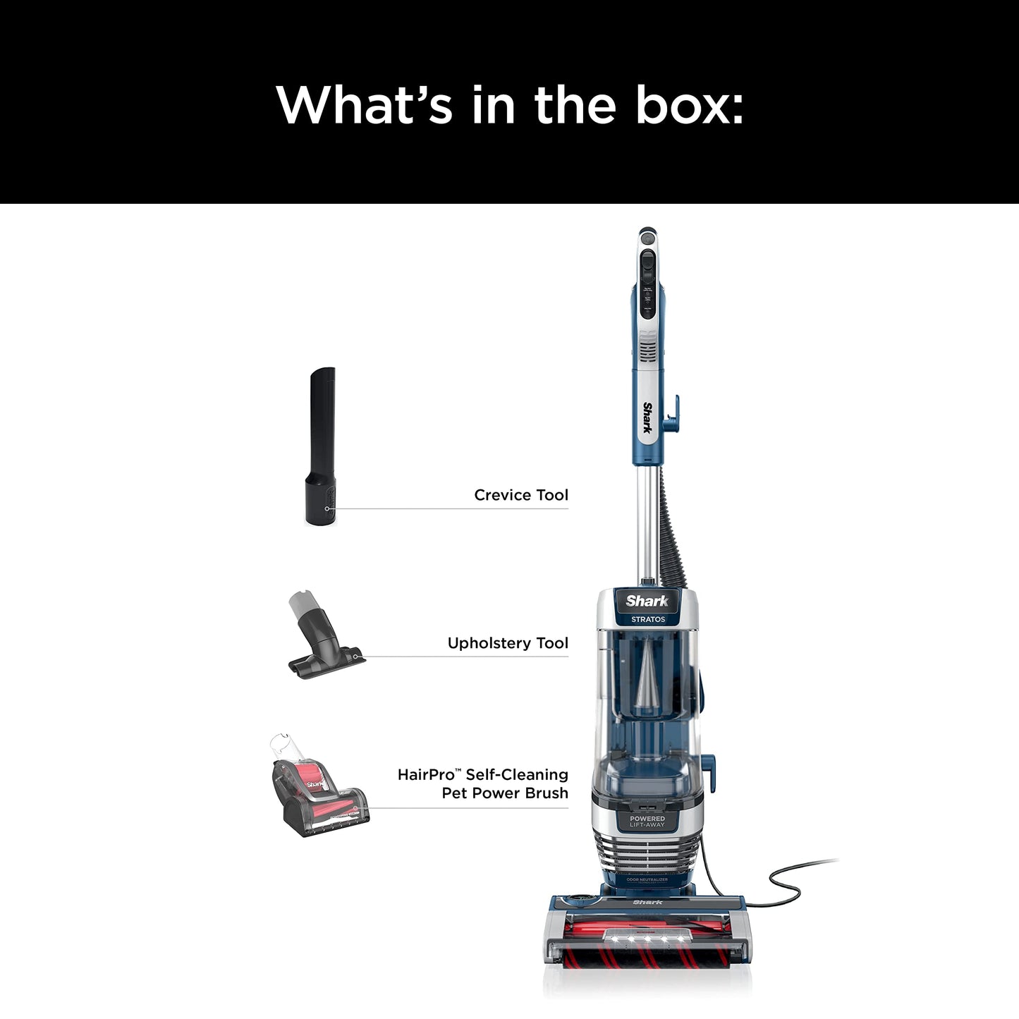 SHARK Upright Vacuum Stratos with DuoClean PowerFins Navy