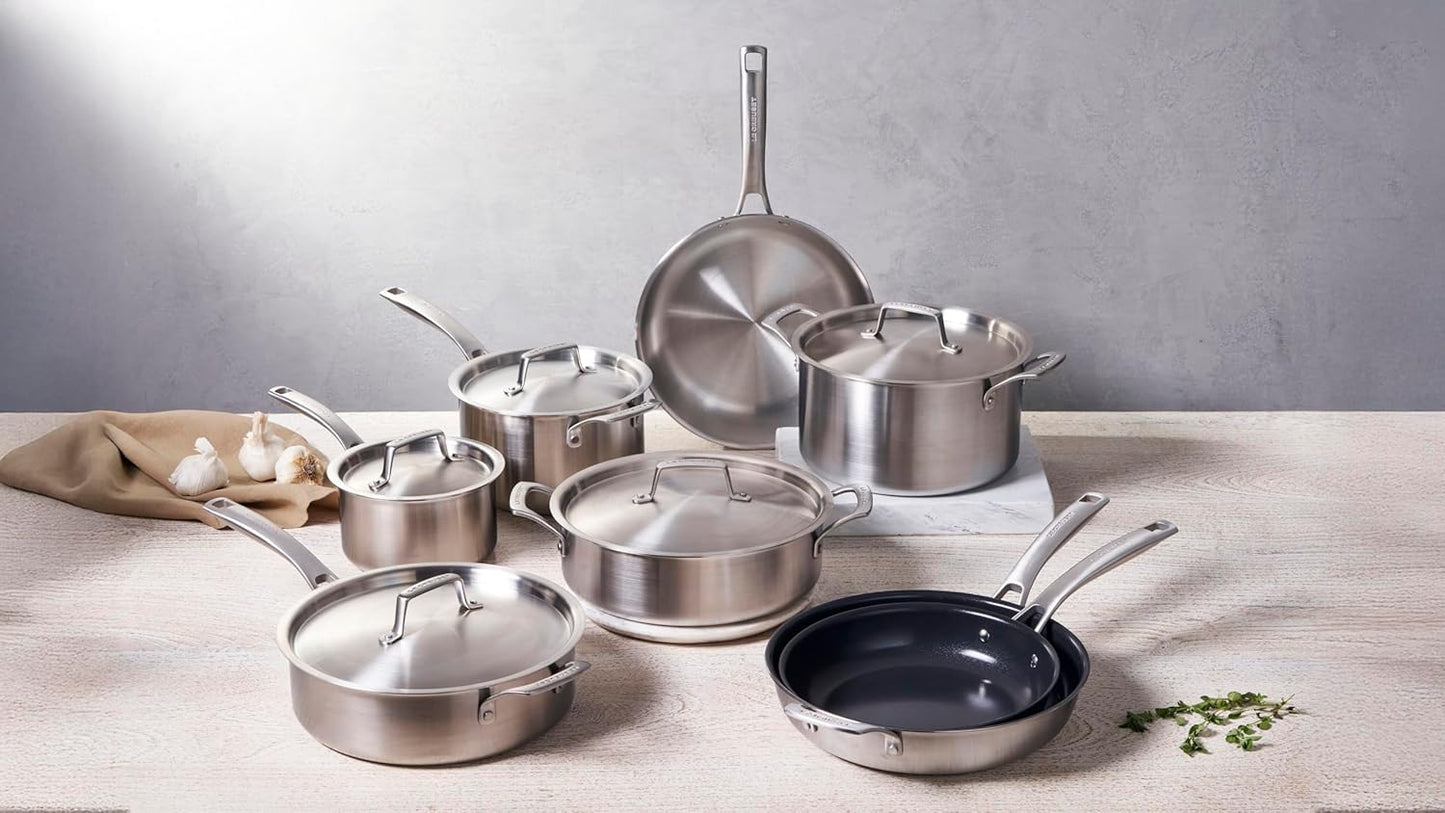 Le Creuset Essential Stainless Steel 13 Piece Cookware Set