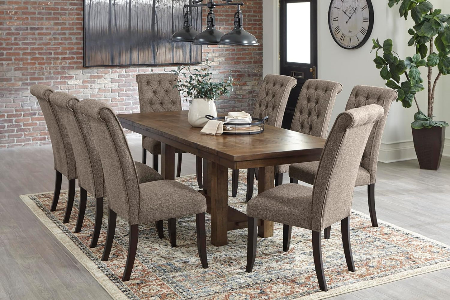 Signature Design by Ashley Moriville Rectangular Dining Extension Table, 2 Extension Leaves, Seats 8, 36" W x 86" D x 30.13" H, Wood & Acacia Veneer, Brown