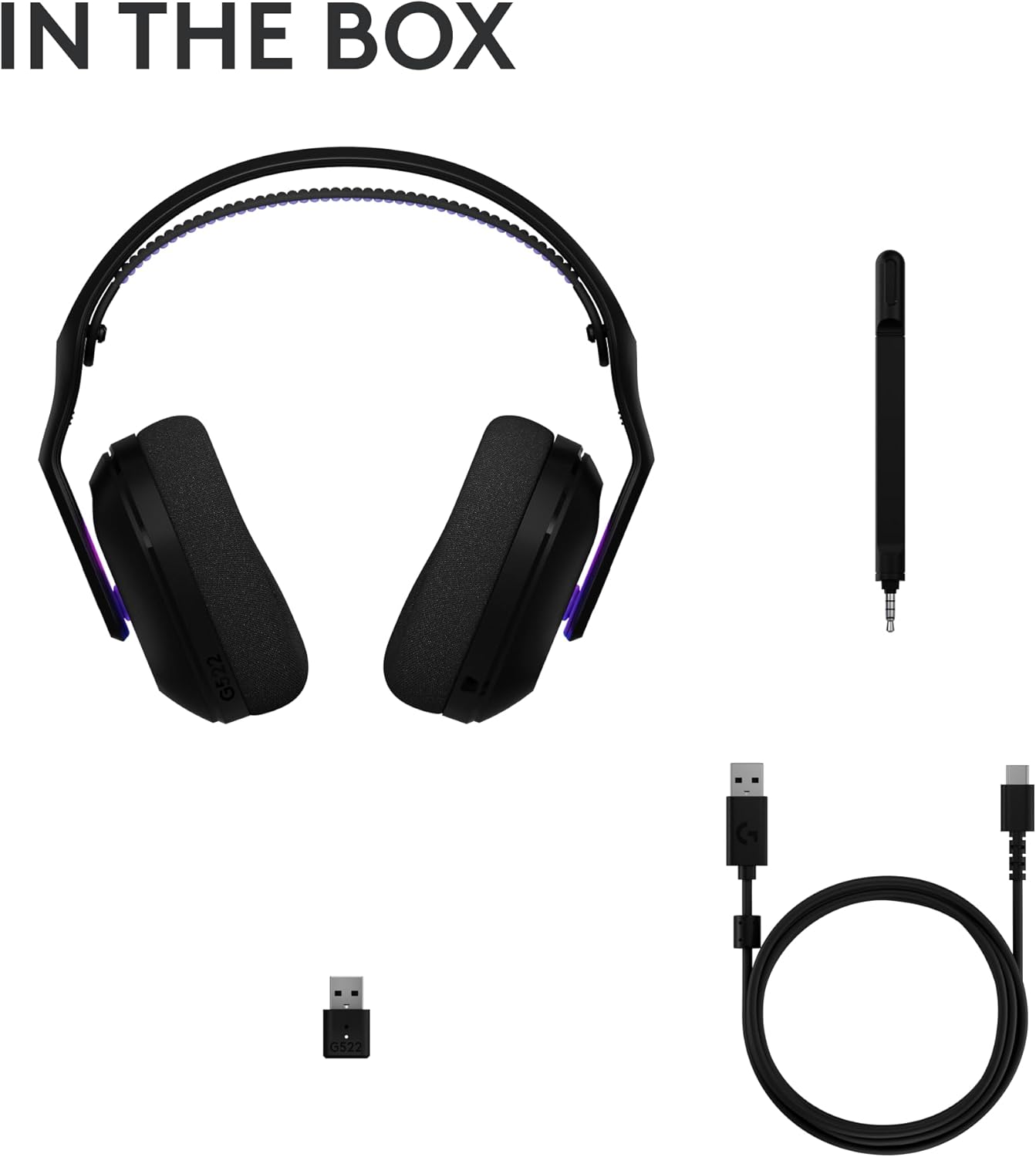 Logitech G522 Lightspeed Wireless Gaming Headset, Full-Band Mic, Advanced Audio, Tri-Connect (Lightspeed, Bluetooth, USB A to C), LIGHTSYNC RGB, for PC & Nintendo Switch/Switch 2 – Black