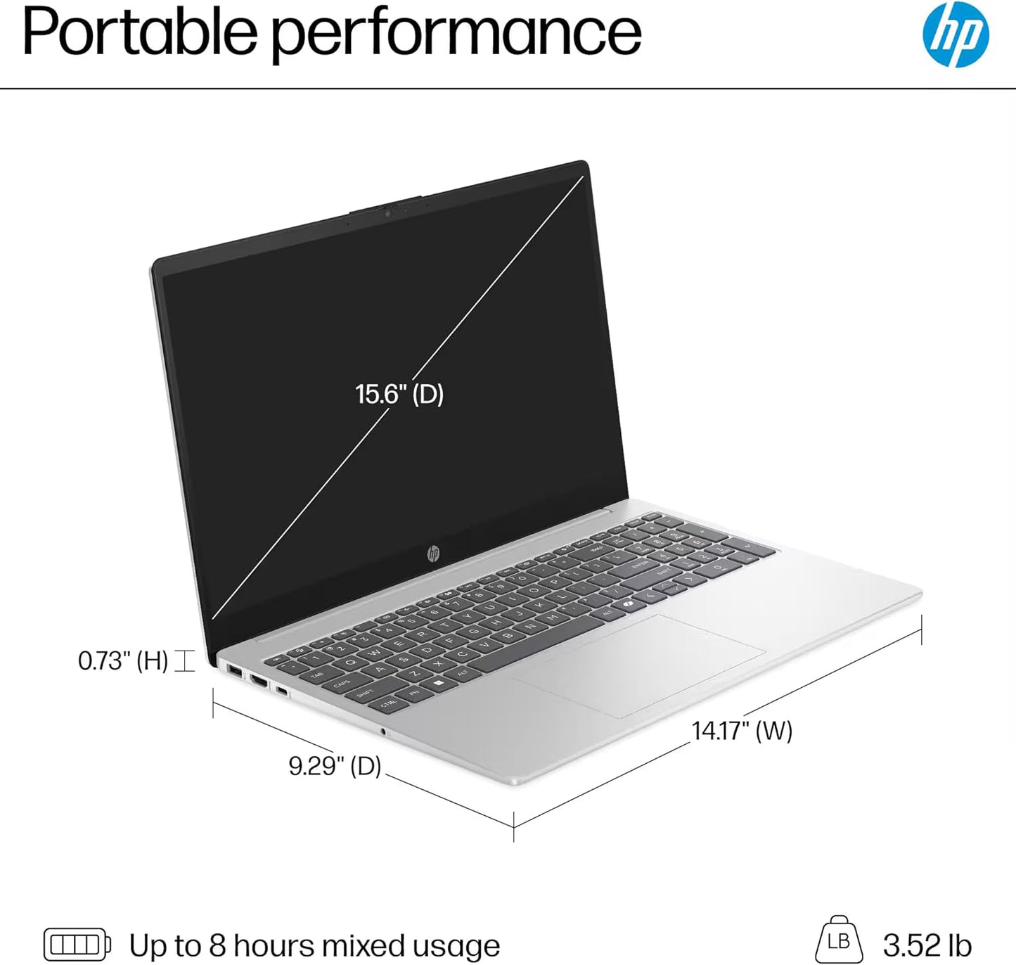 HP Laptop 2025 Flagship Business Ultra Slim, Lifetime Office, AI-Powered,15.6" HD, 8-Core Intel i3, 16GB RAM, 628GB Storage (128GB UFS+500GB Ext), Wi-Fi 6, Copilot Key, HubxcelAccessory, Win 11 Pro