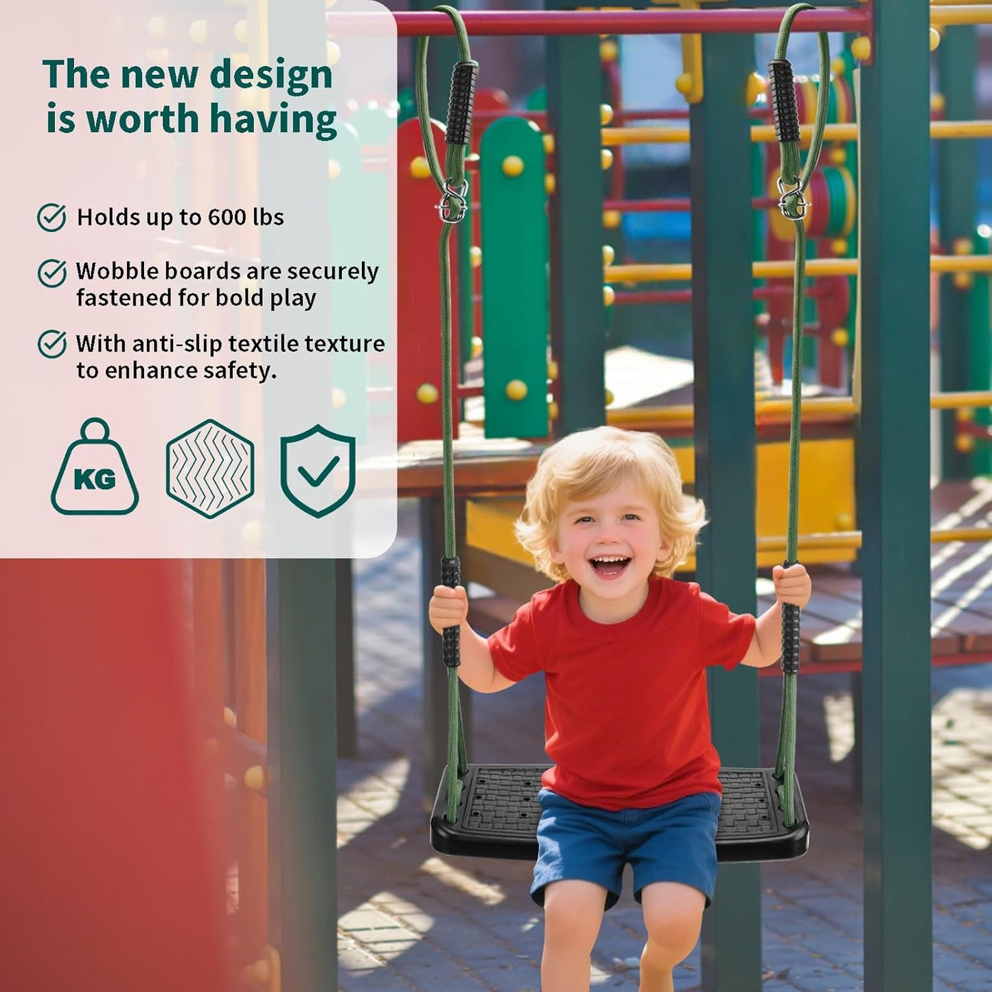Plastic Swing Set Heavy Duty Replacement,with Adjustable Rope Non-Slip Hanging Tree,Children's Swing Seat Accessories Indoor Outdoor Backyard Playground,Black