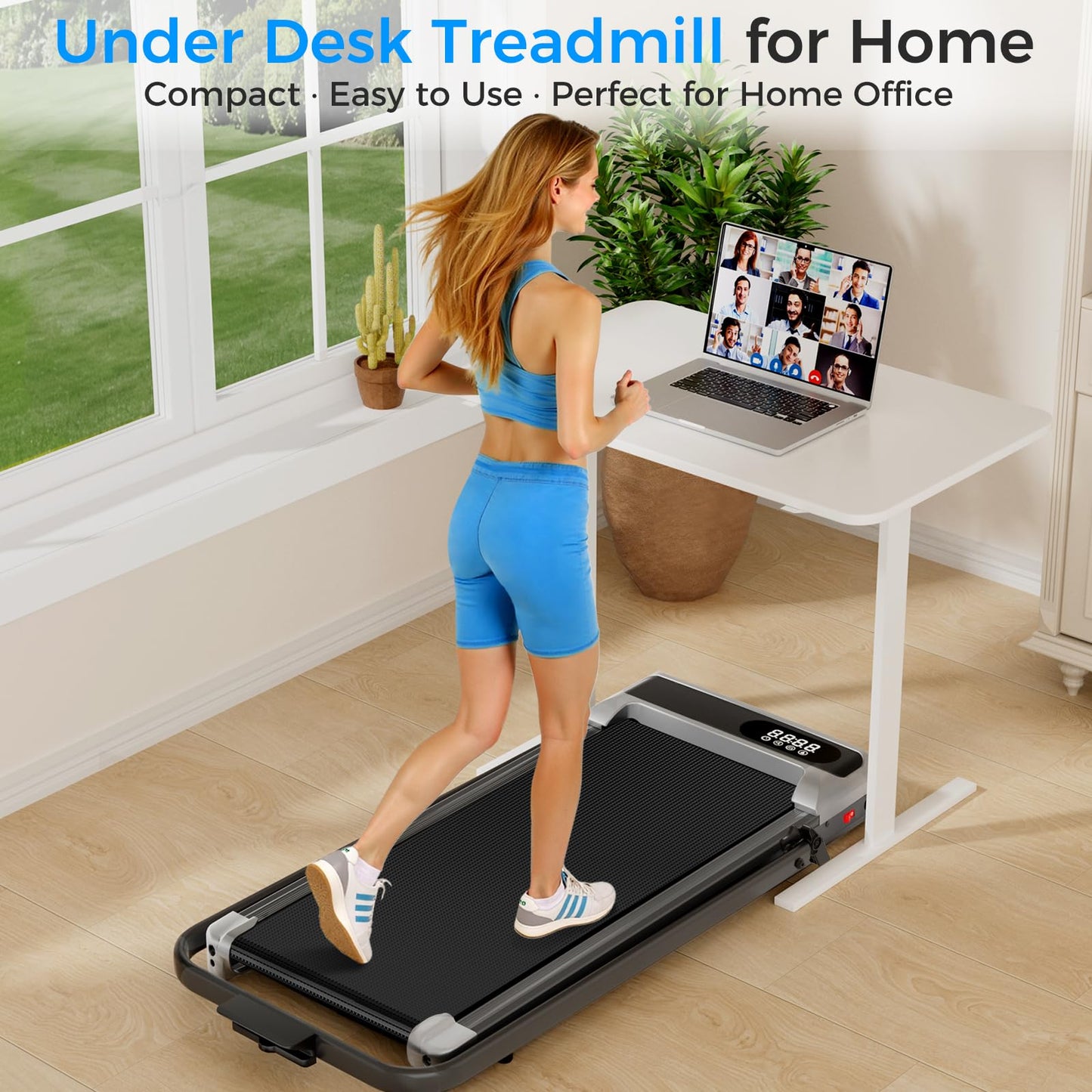 SHINEMAOS Walking Pad Treadmill with 8% Incline and Remote