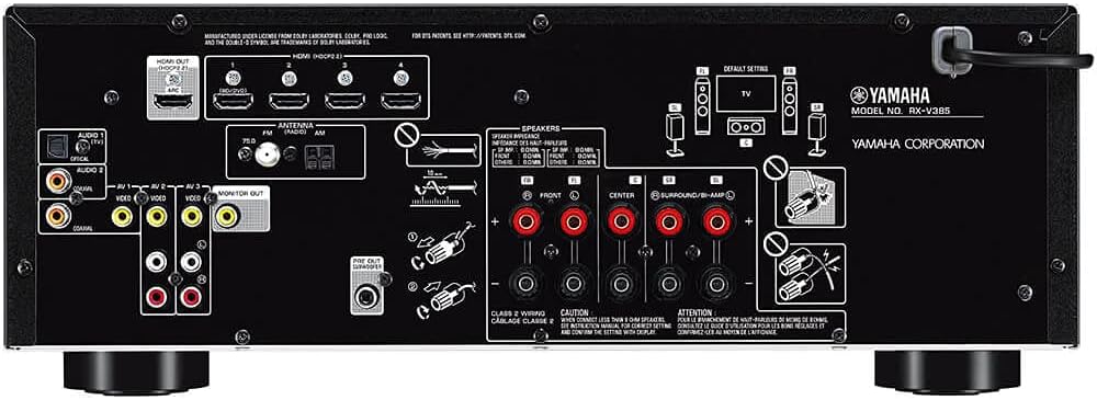 Yamaha RX-V385 5.1-Channel 4K Ultra HD AV Receiver with Bluetooth (Renewed)
