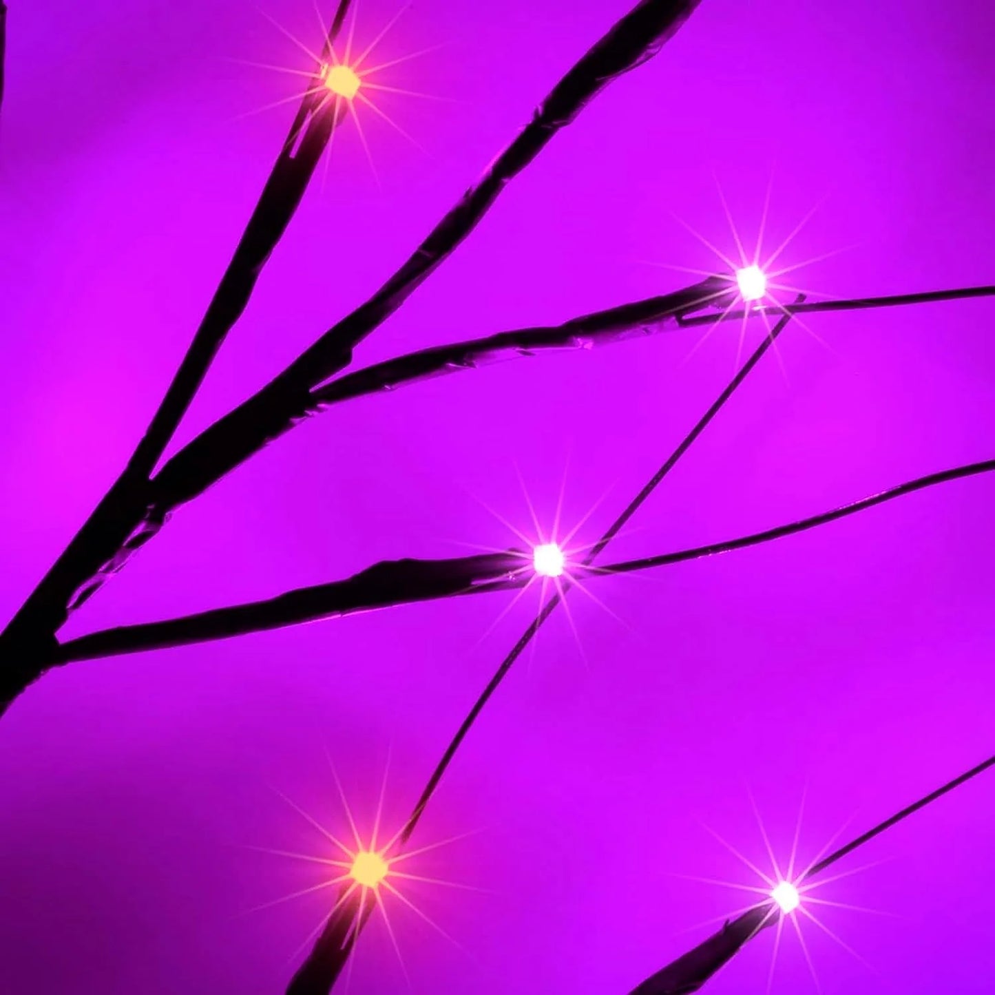 Set of 3 Glowing Black Halloween Trees with 96 LED Lights