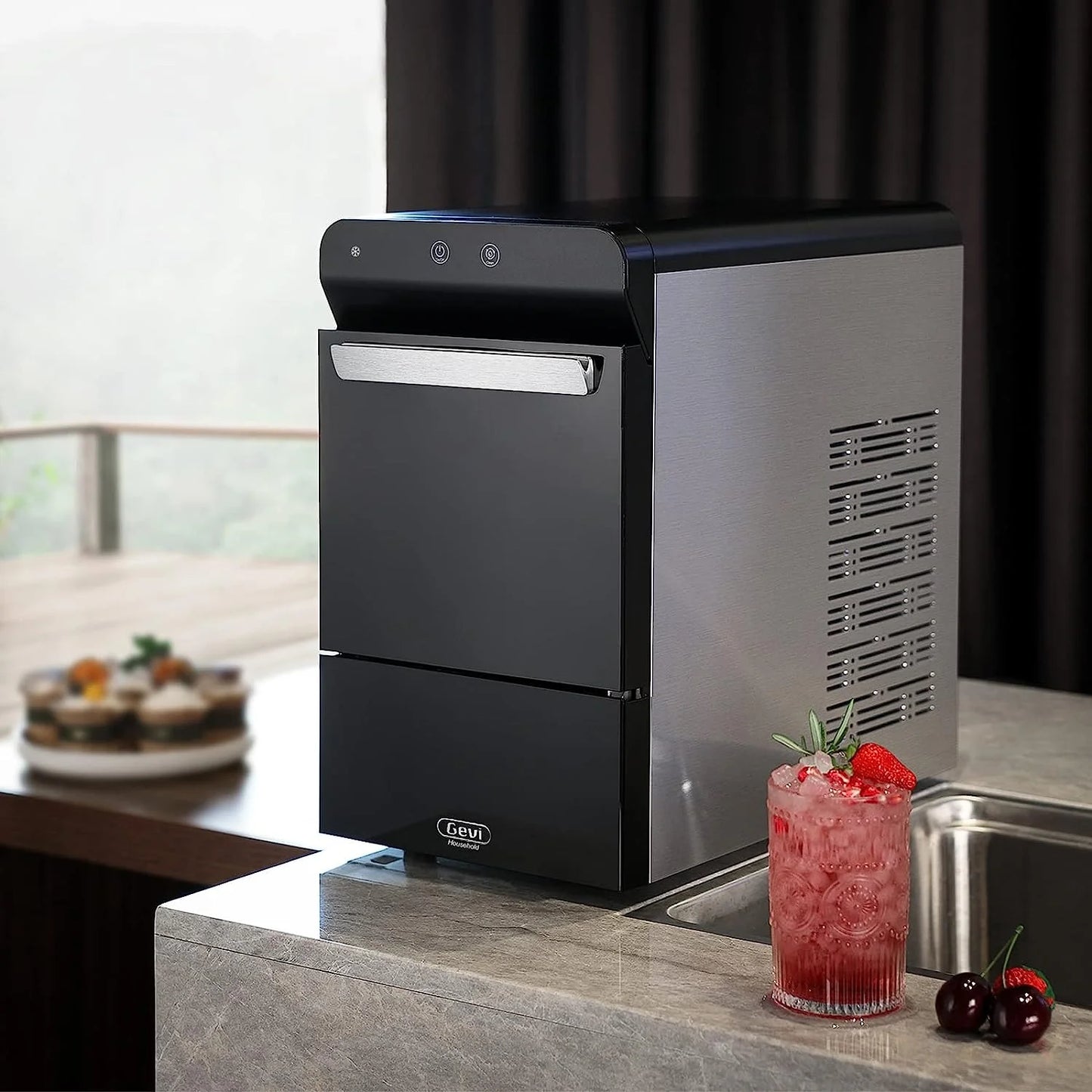 V2.0 Countertop Nugget Ice Maker | Self Cleaning Pellet Ice Maker | Open and Pour Refill | Stainless Steel Housing |