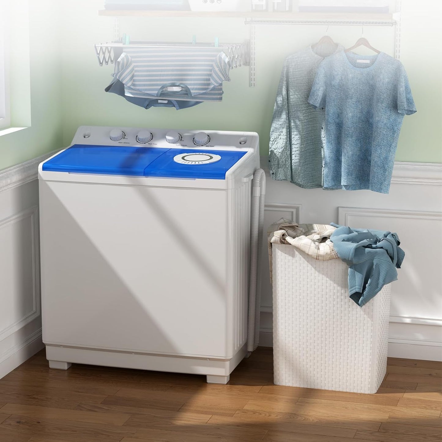 Auertech 48 Lbs Portable Washing Machine, Large Portable Washer for Apartments with 30 Lbs Washer & 18 Lbs Spinner, Clothes Washer Machine with Drain Pump for Apartment, Dormitory and RVs