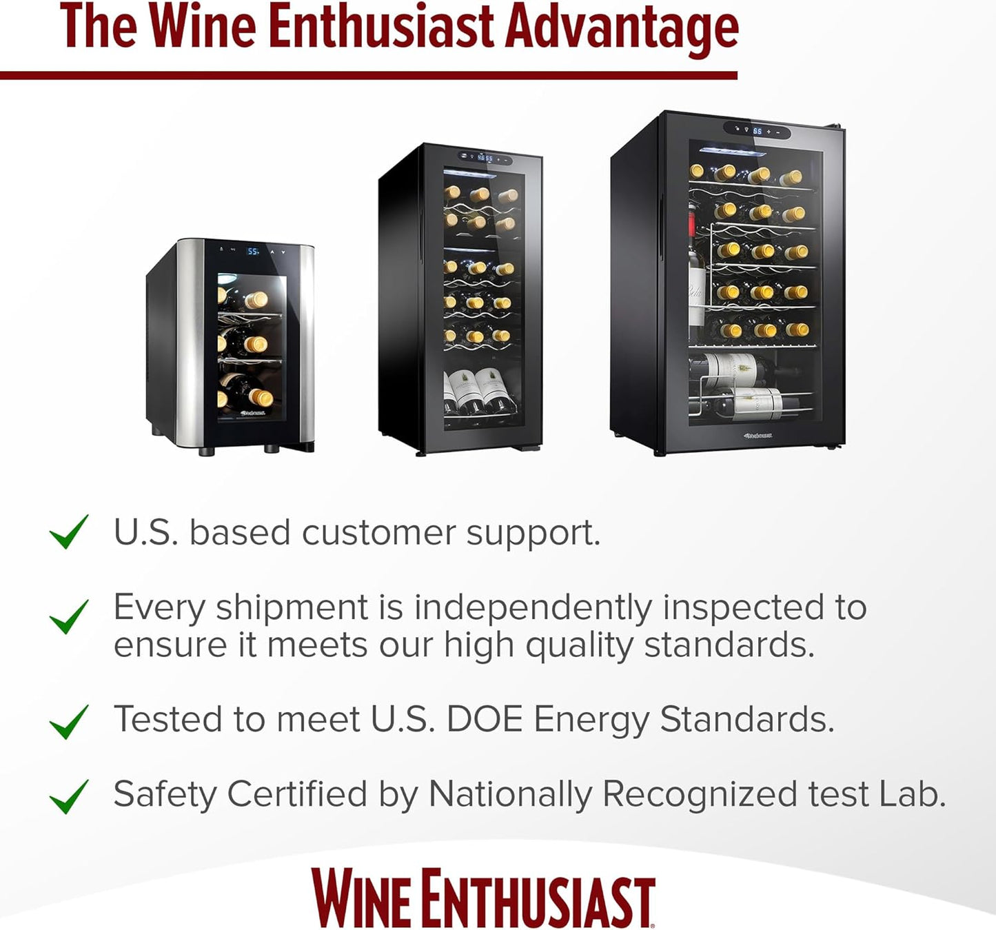 Wine Enthusiast 32-Bottle Dual Zone MAX Compressor Wine Cooler – Freestanding Mini Fridge with Digital Touchscreen, LED Display, Split Storage for Red & White Wines, Matte Black Refrigerator Home Bar