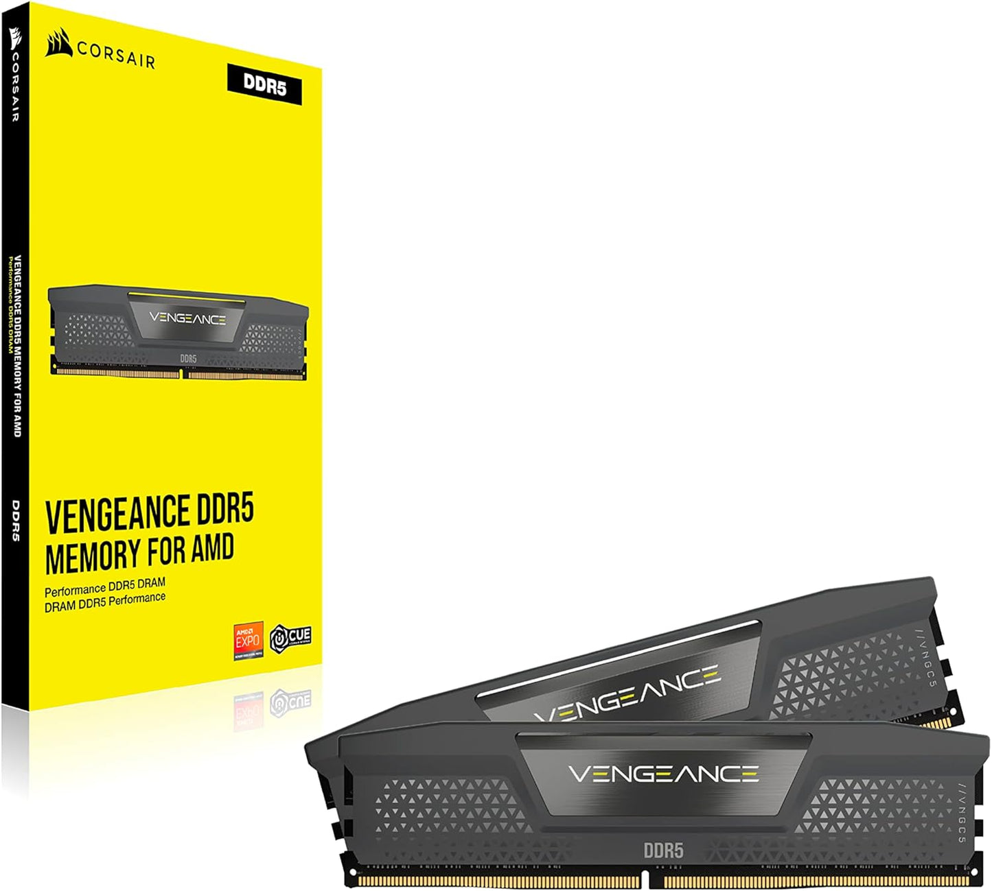 CORSAIR Vengeance DDR5 RAM 32GB (2x16GB) Up to 6000MHz CL36-44-44-96 1.35V AMD EXPO Intel XMP 3.0 Computer Memory – Grey (CMK32GX5M2E6000Z36)