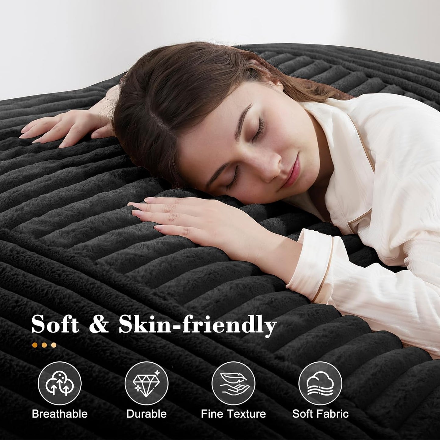 3-in-1 Giant Bean Bag Chair for Adults & Kid, Convertible Floor Sofa to Mattress, High-Density Foam Chair Bed with Washable Cover, Multi Functional Lounge Couch for Bedroom, Living Room (Black)