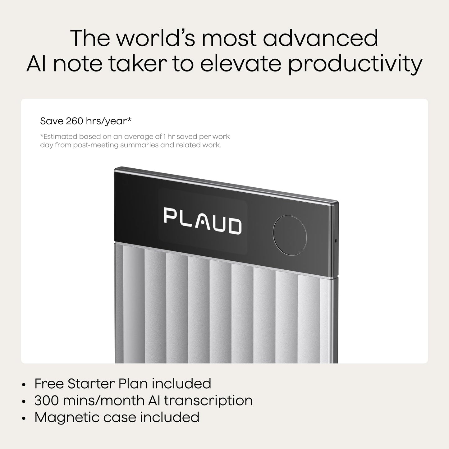 PLAUD Note Pro AI Voice Recorder - Transcribe, Summarize, App Control, 112 Languages