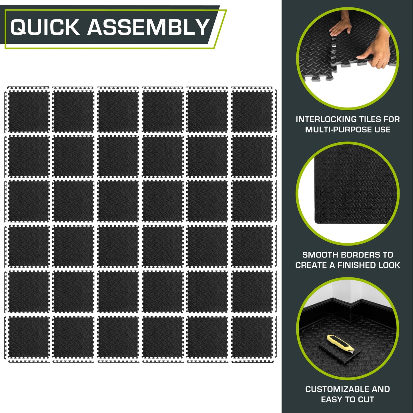 PROSOURCEFIT Puzzle Exercise Mat - EVA Interlocking Foam Tiles