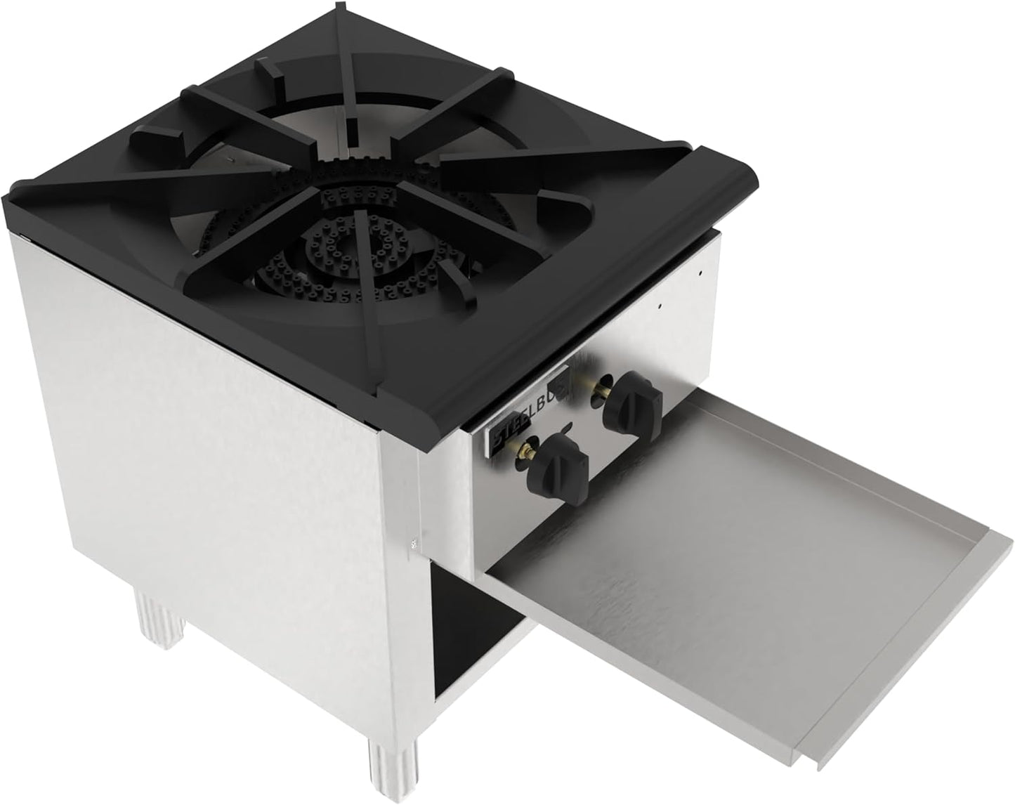 Commercial Single Burner Wok Range with Storage Cabinet, 90,000 BTU Heavy Duty Cast Iron, Natural Gas/Propane, Stainless Steel Restaurant Stockpot Stove for Professional Kitchens