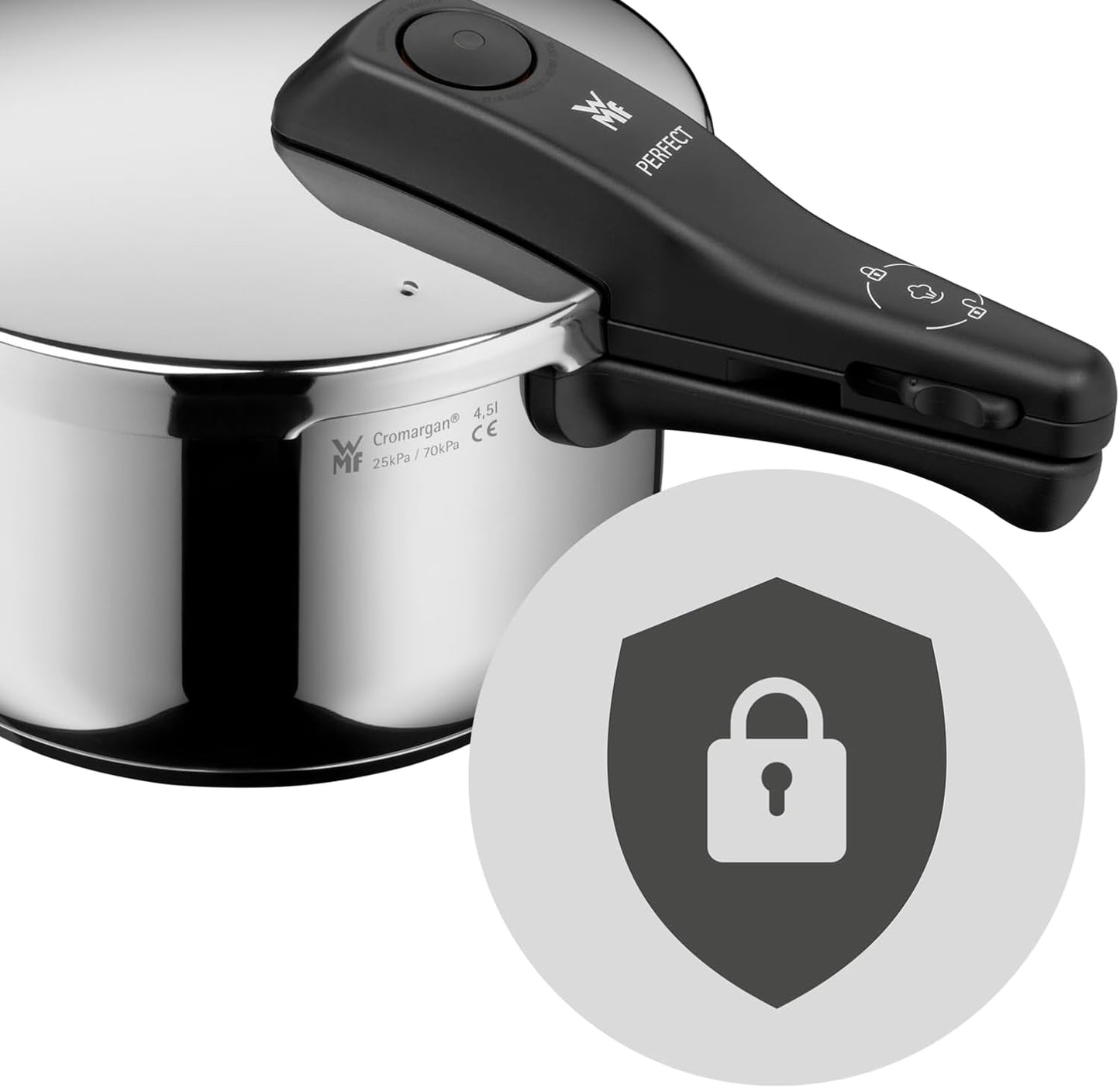 WMF Perfect – Quick Cooker Ø 22 cm Diameter of 8 Litres and a Medium, Cromargan Stainless Steel for Induction