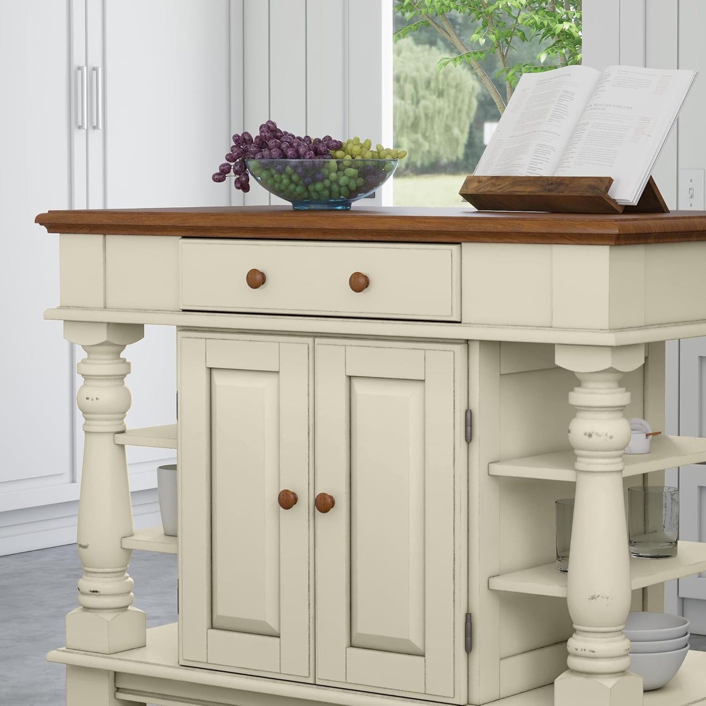 Homestyles Americana Antique Oak Island with Storage, 42"W