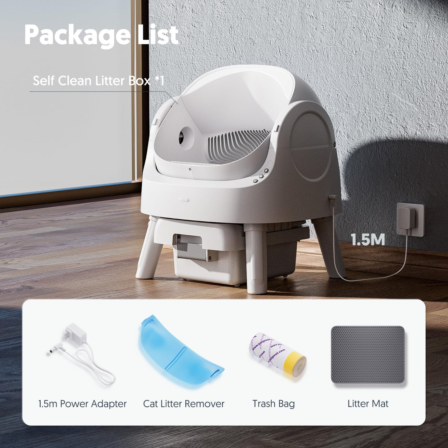 PETPIVOT Self Cleaning Litter Box for Multiple Cats