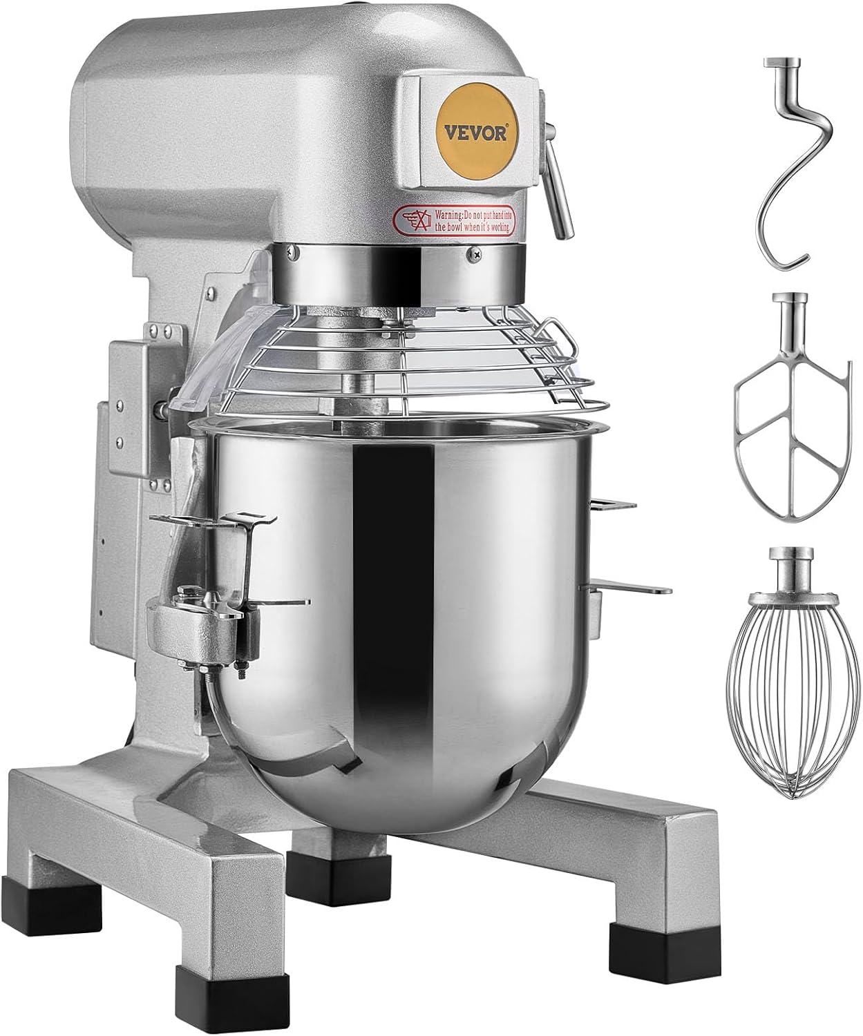 VEVOR Commercial Food Mixer 15Qt, Commercial Mixer with 3 Adjustable Speeds, 550W Dough Mixer,Commercial Stand Mixer with Stainless Steel Bowl