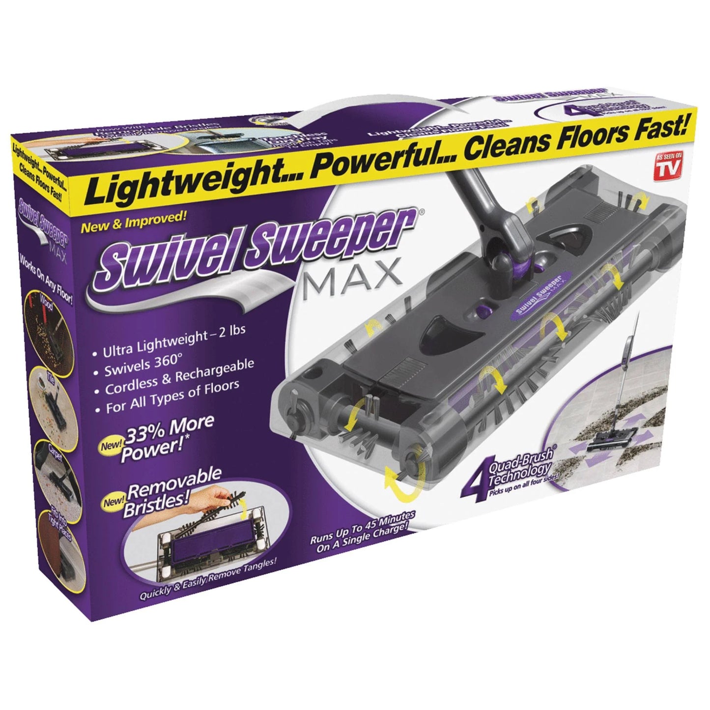 Ontel Products Swsmax Max Cordless Swivel Sweeper New,Removable, Cleanable