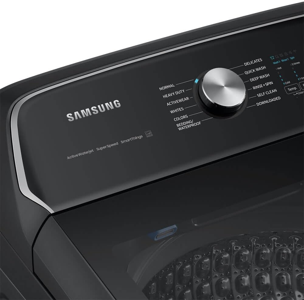 Samsung 5.5 cu. ft. Extra-Large Capacity Smart Top Load Washer with Super Speed Wash, Brushed Black, WA55CG7100AVUS