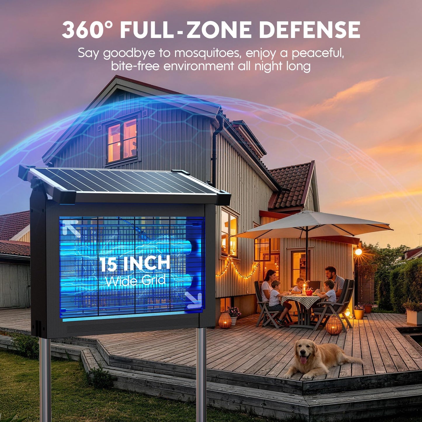 PHATROYYEE Solar Bug Zapper - Cordless Waterproof Mosquito Trap