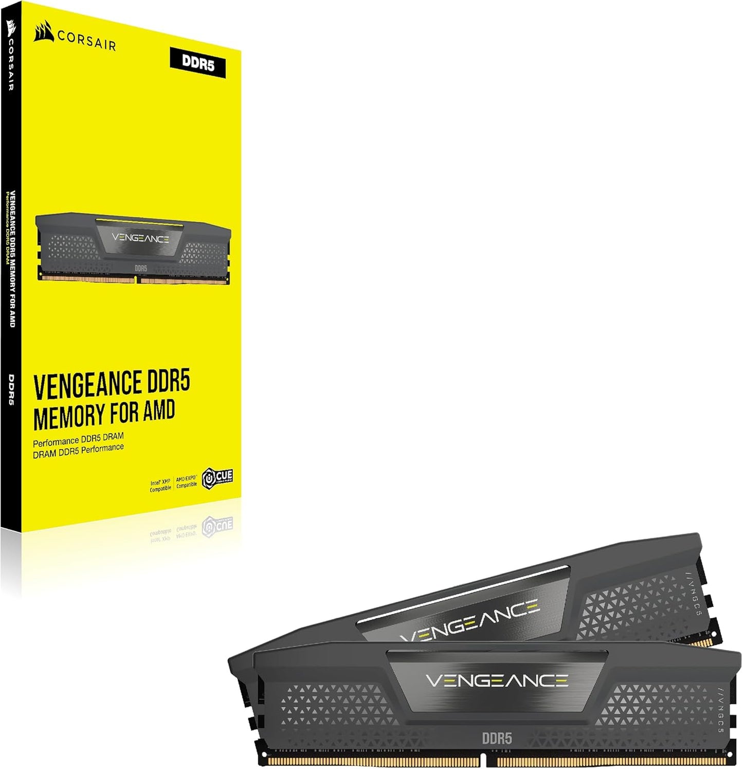 CORSAIR Vengeance DDR5 RAM 32GB (2x16GB) Up to 6000MHz CL30-36-36-76 1.40V AMD EXPO Intel XMP 3.0 Computer Memory – Grey (CMK32GX5M2B6000Z30)