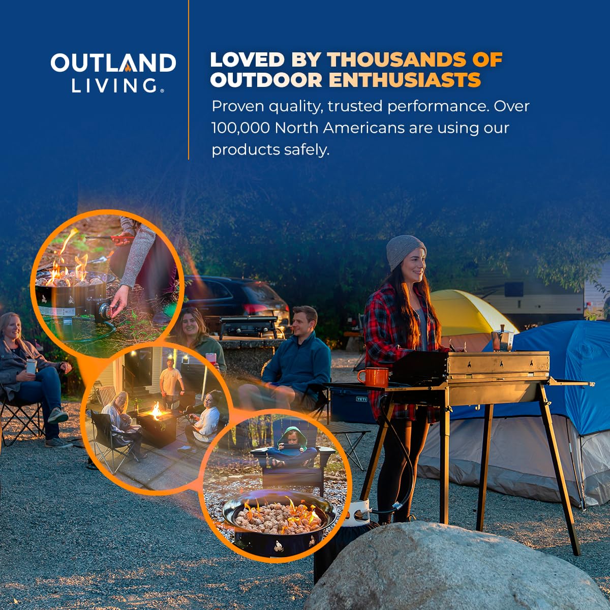 OUTLAND LIVING Portable Propane Fire Pit 19" 58,000 BTU Smokeless