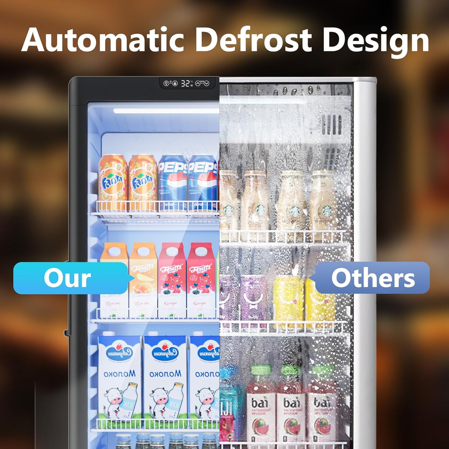 6 Cu.Ft Commercial Refrigerators, Display Fridge with Double-Tempered Glass Door, Beverage Cooler for Bar, Office, Restaurant, Outdoor Beverage Refrigerator with Locking, Key & LED