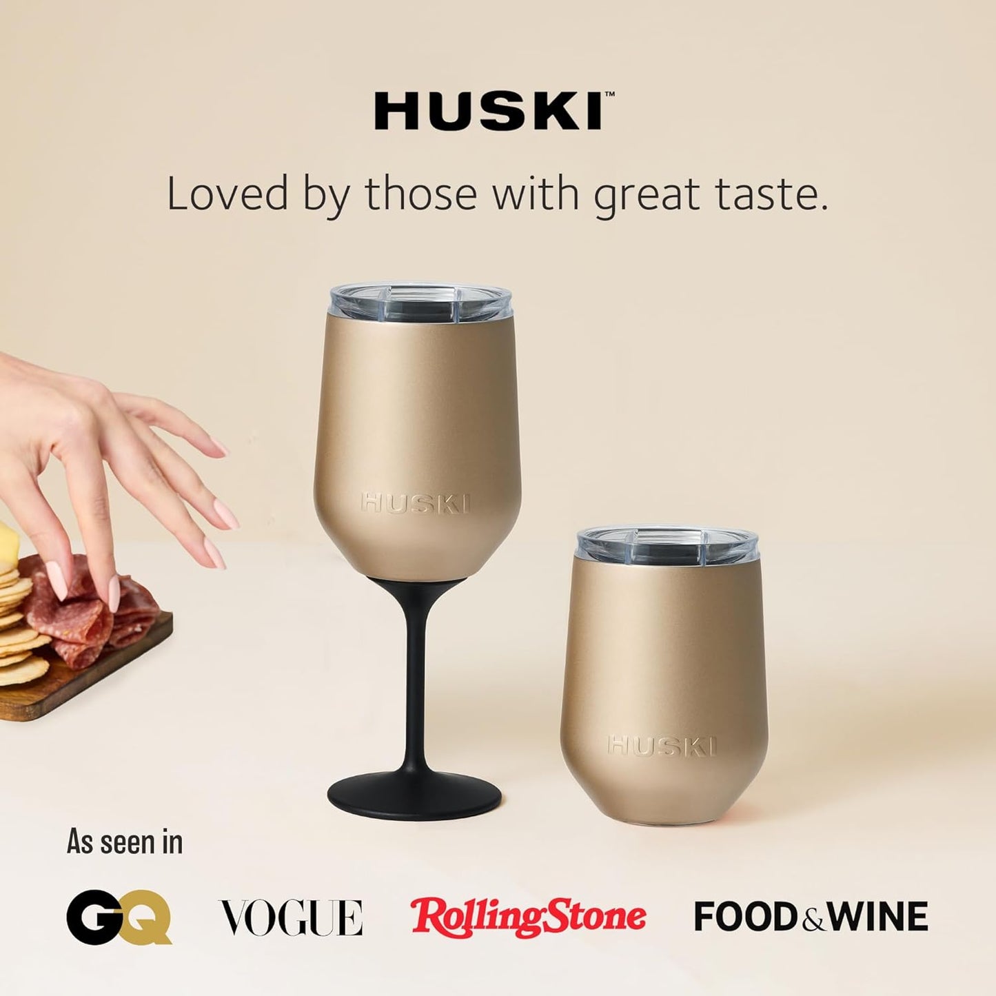 Huski Wine Tumbler 2.0 | NEW | Award-winning Design with Detachable Stem | Premium Stainless Steel Wine Glass with Lid | Triple Insulated Tumbler | 12oz Capacity | Great Gift (Brushed Stainless)
