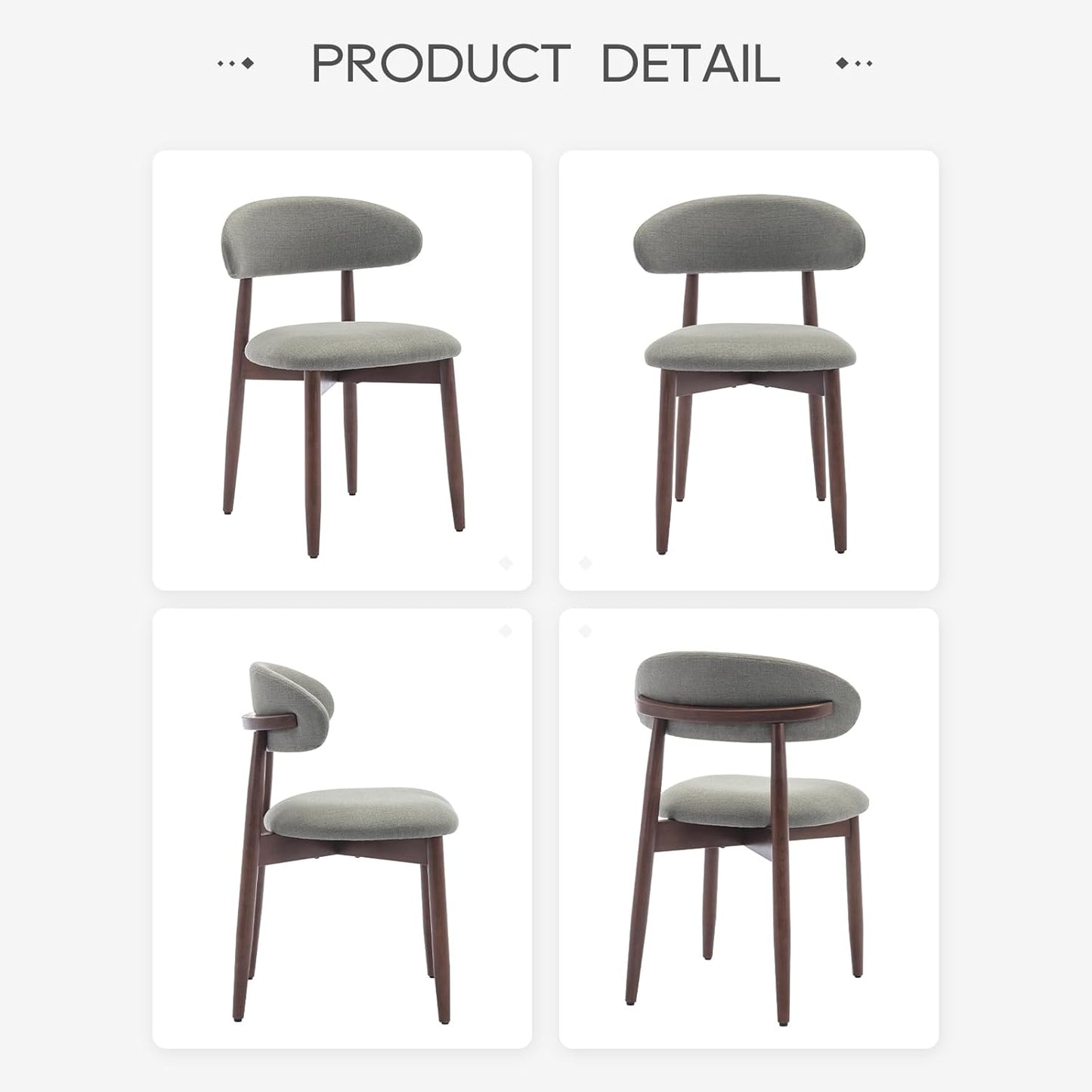 COLAMY Wooden Dining Room Chairs Set of 4, Modern Upholstered Fabric Dining Chairs, Farmhouse Kitchen Side Chair with Foot Pegs, Green