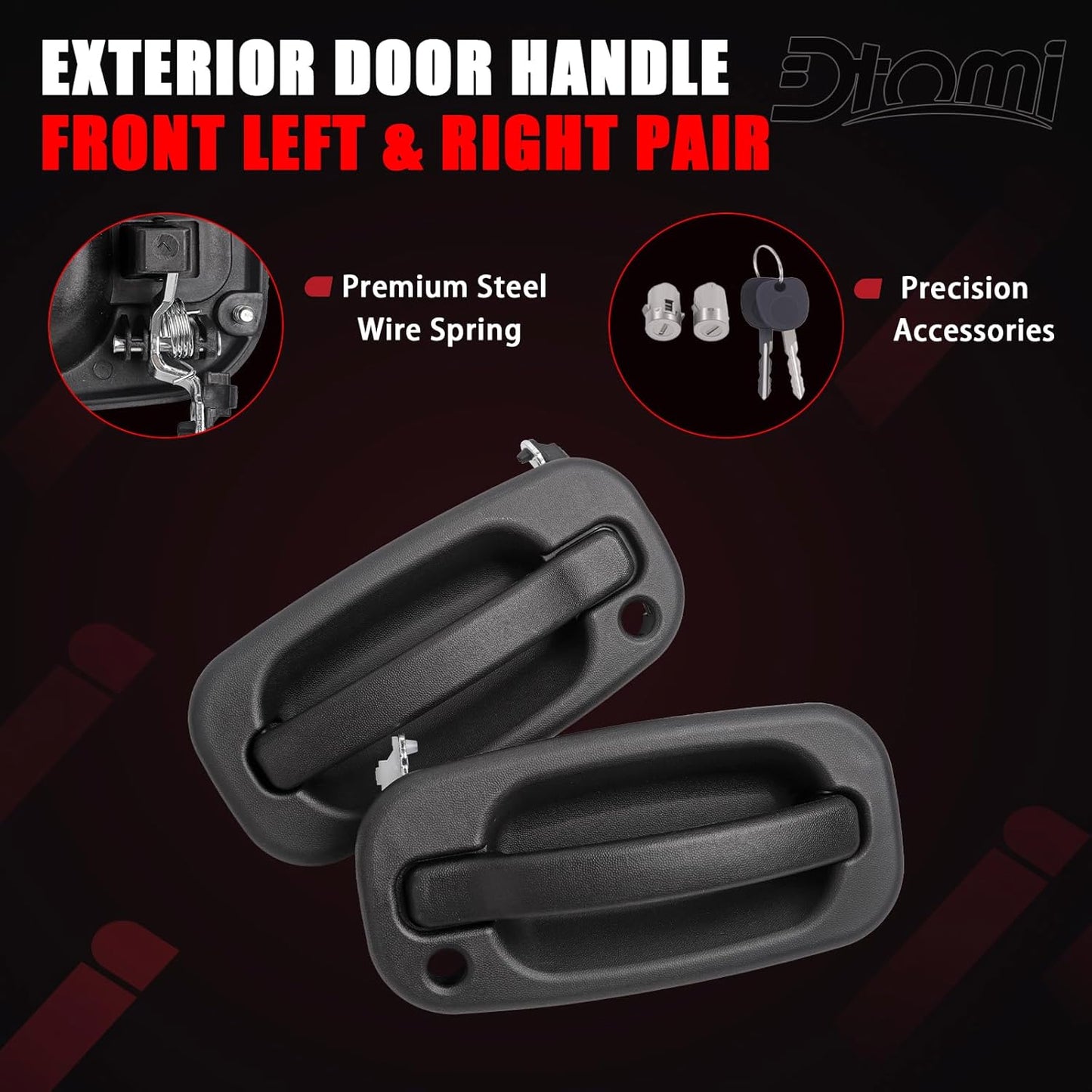 Exterior Door Handles, w/Lock Cylinders & Keys Compatible With Chevy GMC Cadillac Vehicle 1999-2007 Silverado Suburban Tahoe Avalanche, Sierra Yukon, Escalade Replaces# 15034985, 15034986 (2Pair)
