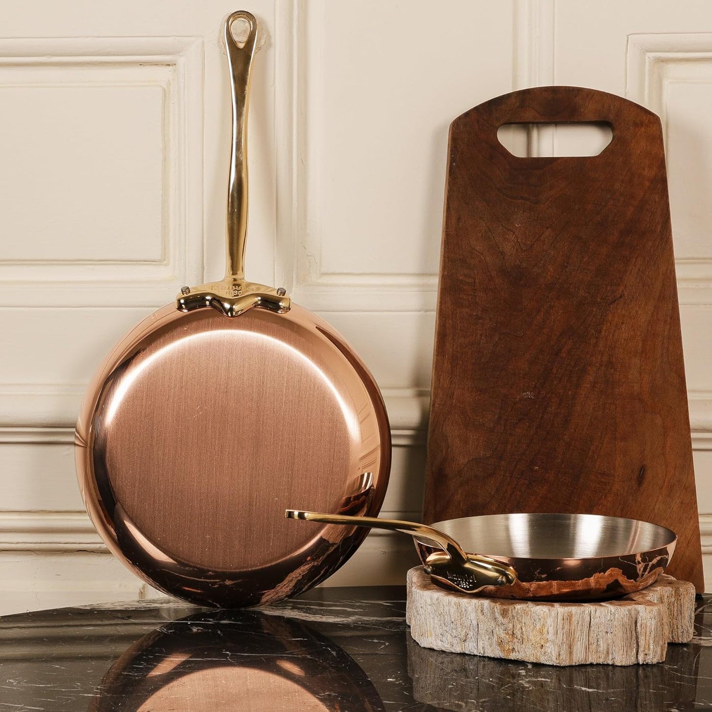 Mauviel M'Heritage 150 B 1.5mm Polished Copper & Tin Inside Bain Marie Double Boiler With Porcelain, Lid & Brass Handles, 1.8-Qt, Made In France