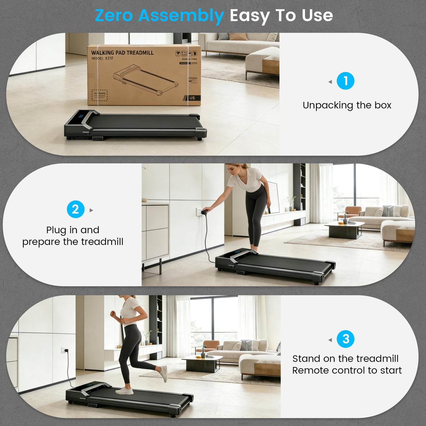 RYTHKORE Walking Pad Treadmill - Portable Under Desk Electric