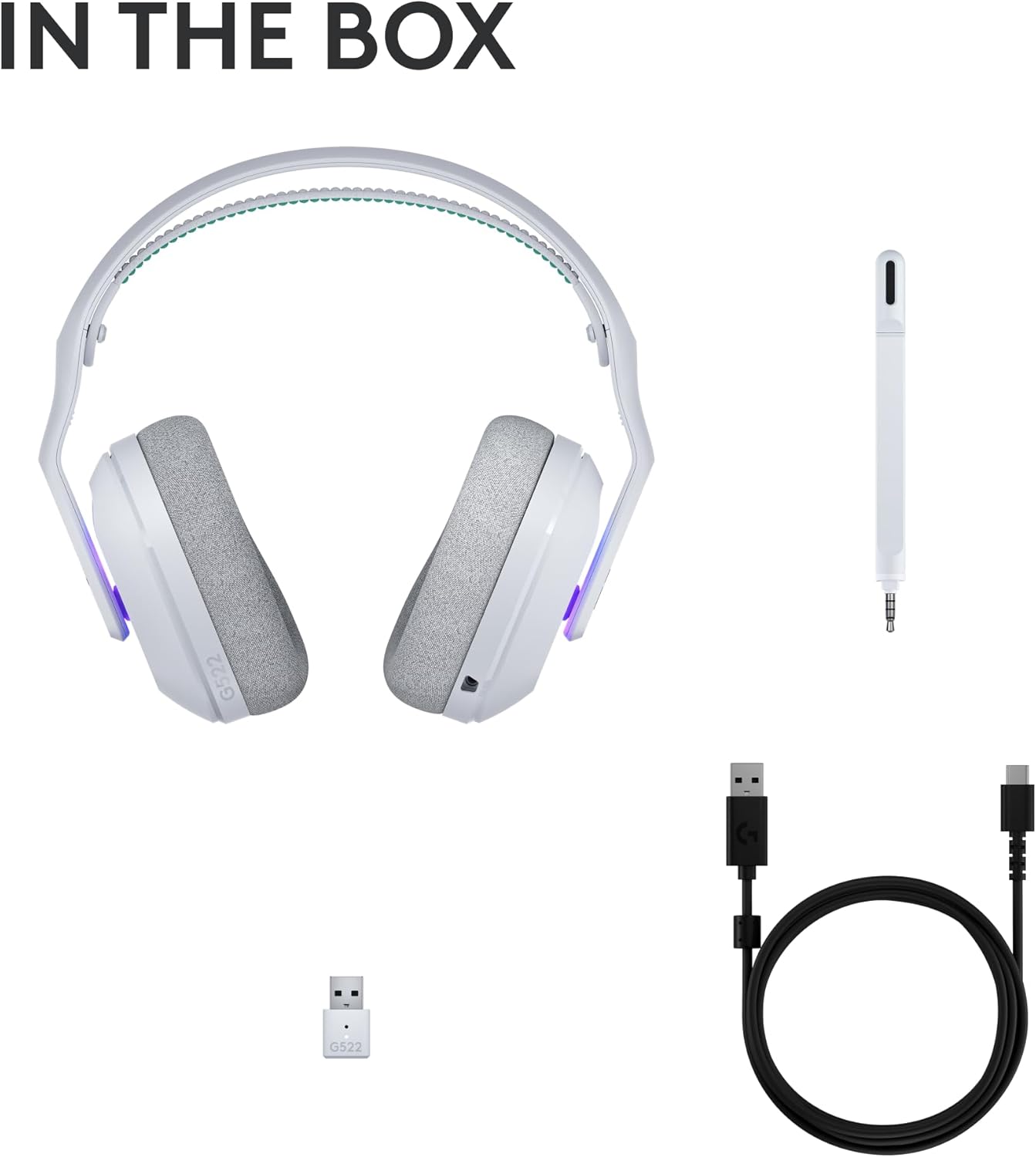Logitech G522 Lightspeed Wireless Gaming Headset, Full-Band Mic, Advanced Audio, Tri-Connect (Lightspeed, Bluetooth, USB A to C), LIGHTSYNC RGB, for PC & Nintendo Switch/Switch 2 - White