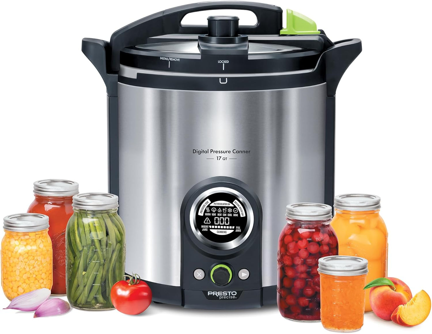 Presto 02152 17-Quart Digital Pressure Canner - Digital Display, Waterbath Capable, 10 Built-In Safety Features, Recipe Book, Stainless Steel