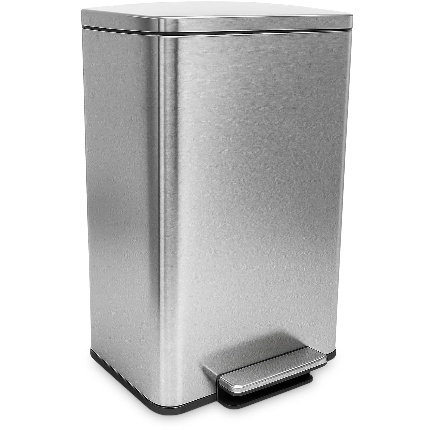 SIMPLI-MAGIC Soft-Close 50L Trash Can with Foot Pedal - Stainless Steel