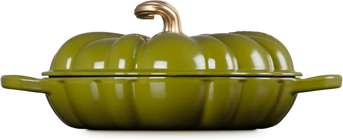 Le Creuset Enameled Cast Iron Figural Pumpkin Braiser, 2.75 qt., Olive