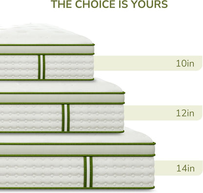 Queen Mattress 10 Inch Hybrid Memory Foam Mattress in a Box with Individual Pocket Innerspring for Motion Isolation & Pressure Relief, Edge Support, Medium Firm