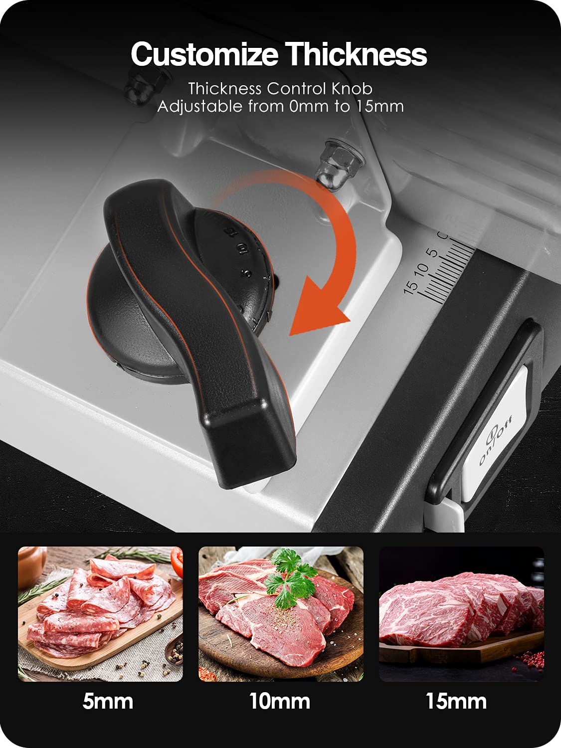OSTBA Electric Meat Slicer with Stainless Steel Blade and Safety Lock