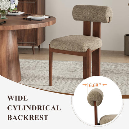 MALOL Modern Wooden Dining Chairs Set of 6, Upholstered Fabric Kitchen Chairs with Sculptural Backrest, Mid-Century Farmhouse Dining Room Chairs with Solid Wood Legs, Camel