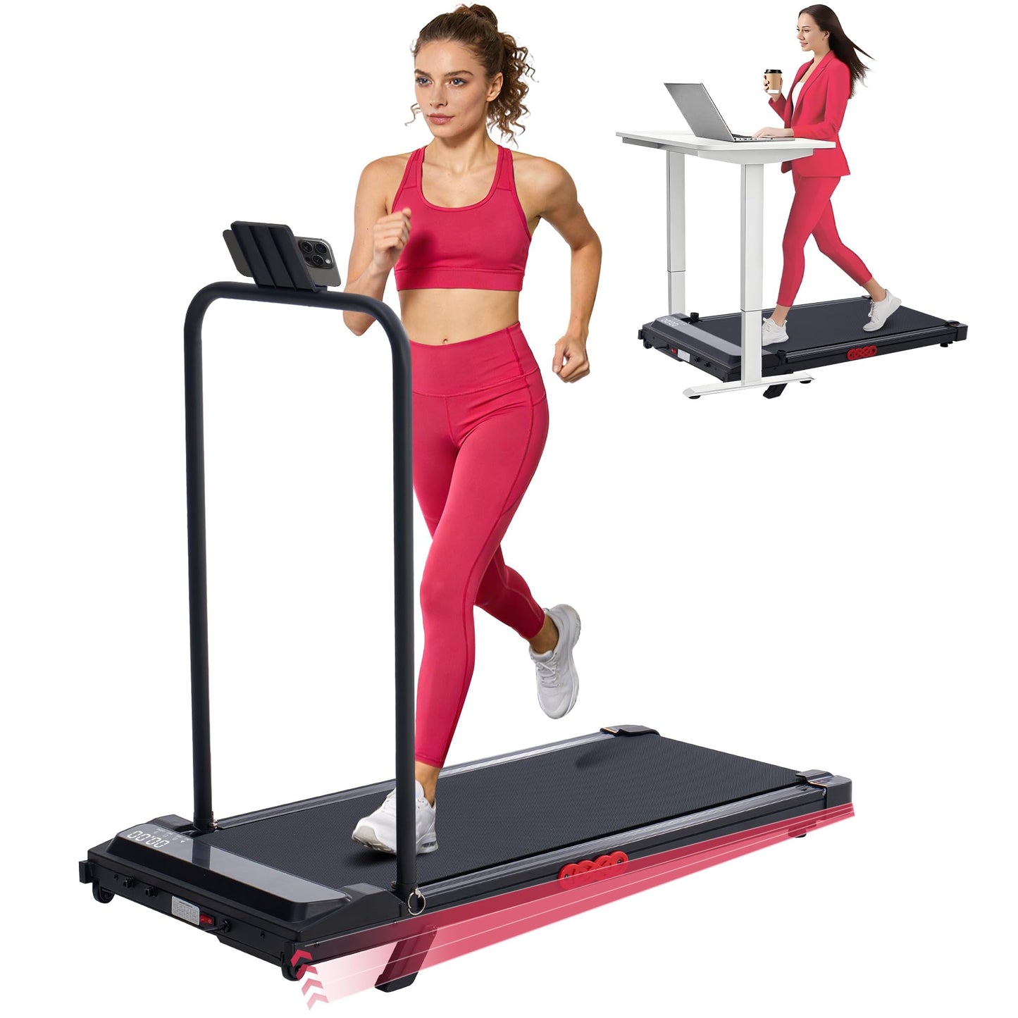 POTUPUS Walking Pad Treadmill with Handle Bar & Incline