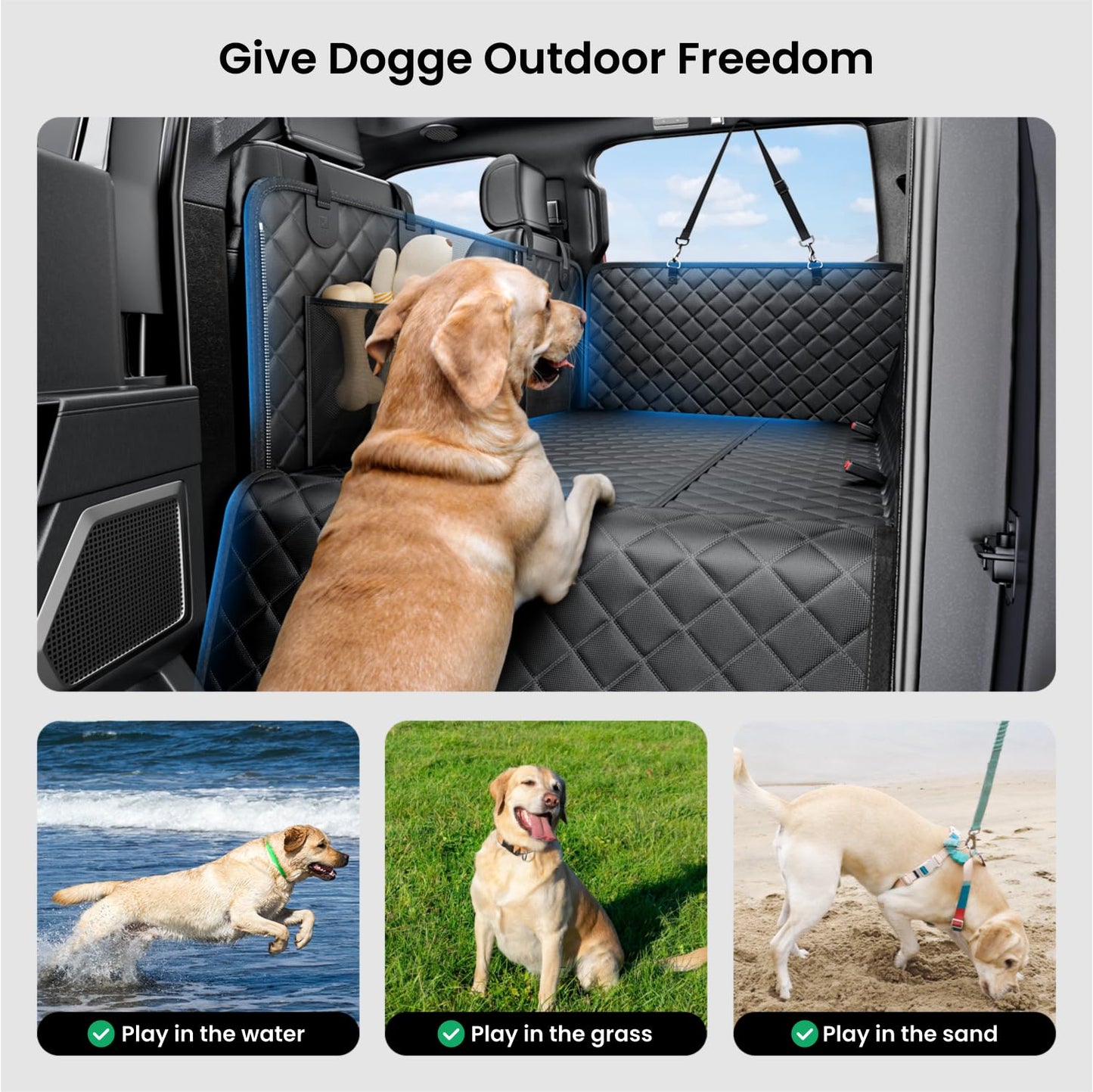 REEVAA Dog Truck Seat Cover - Waterproof Hammock for Large Dogs